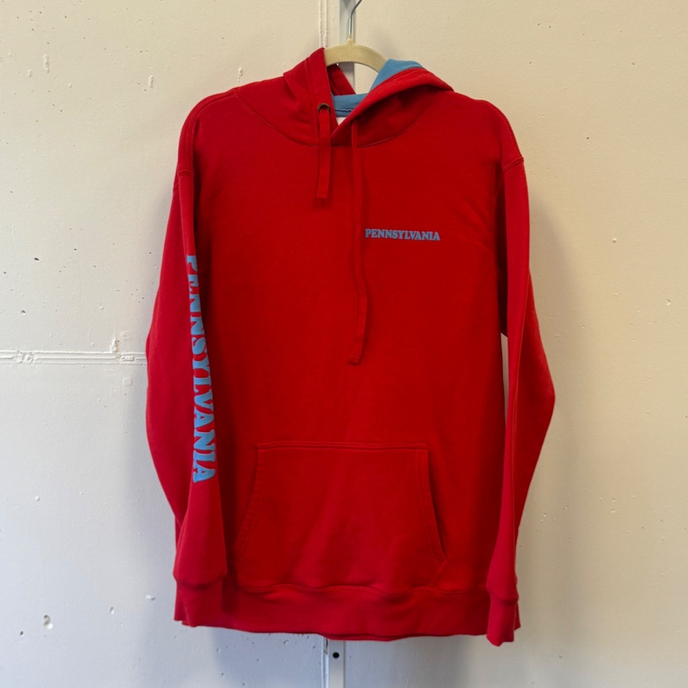 Creative Apparel Concepts Pennsylvania Hoodie Red Blue Large Pullover Fleece